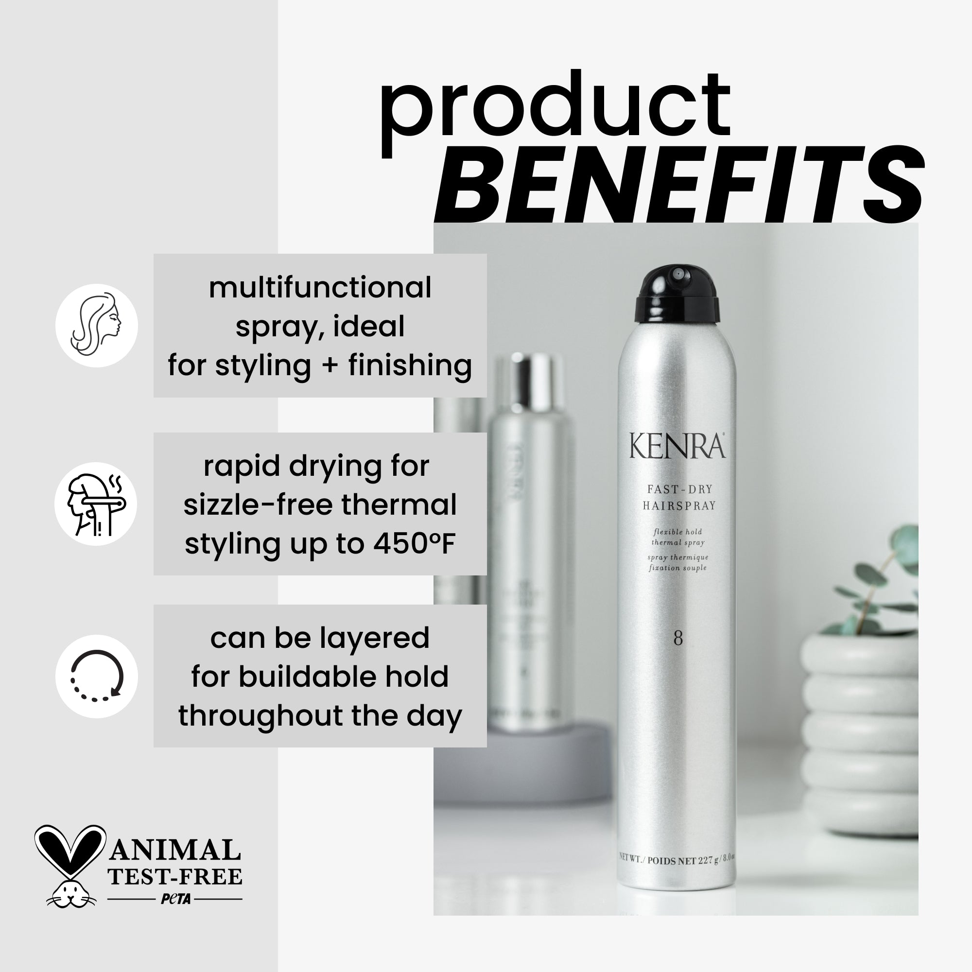 Fast-dry Hairspray 8 – Hold Hairspray | Kenra Professional