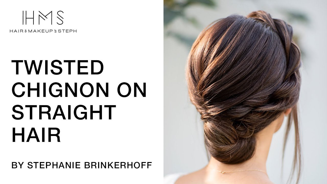 Twisted Chignon On Straight Hair by Stephanie Brinkerhoff