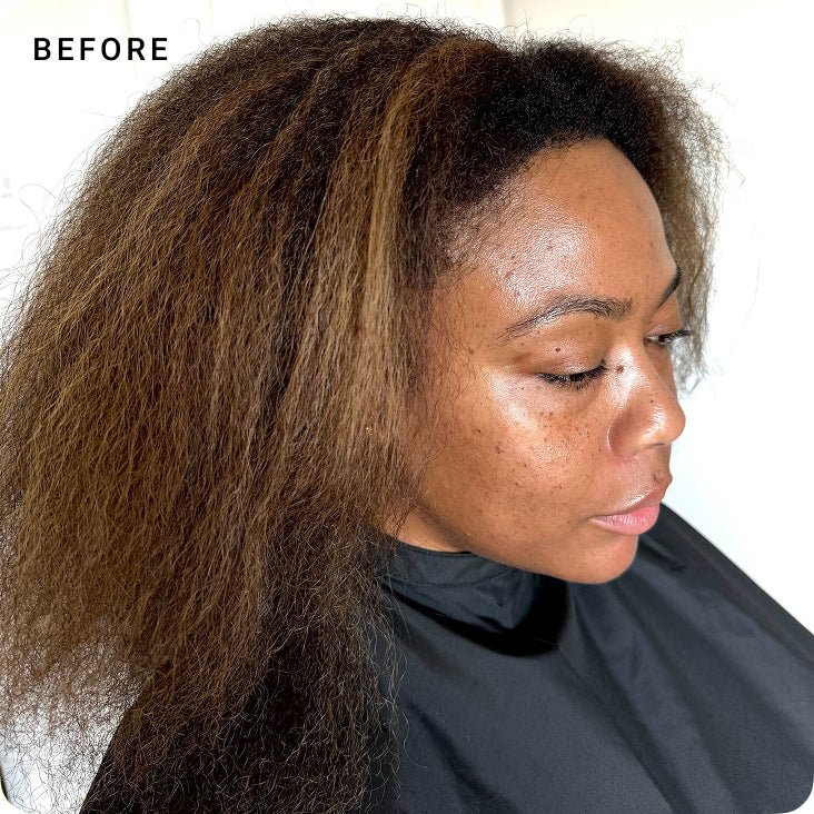 Before: natural level 7 hair with warm tones